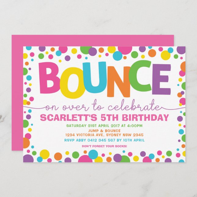 Jump Birthday Bounce House Trampoline Party Invitation (Front/Back)