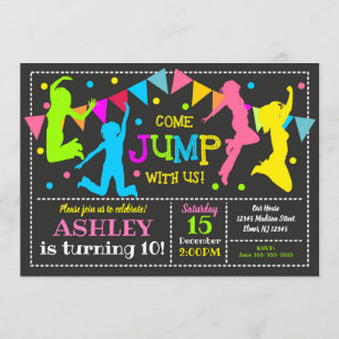 Jump Birthday Invitation Bounce House Trampoline