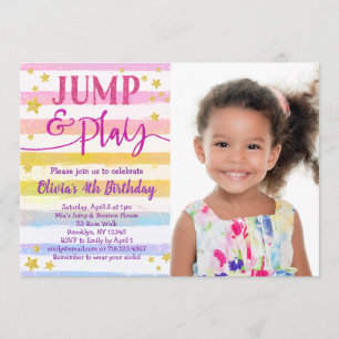 Jump Birthday Invitation for Girls Bounce Party