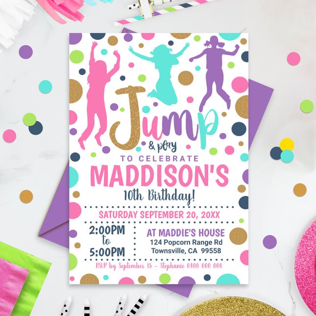 Jump Birthday Invitation Girl Jump Trampoline (Creator Uploaded)