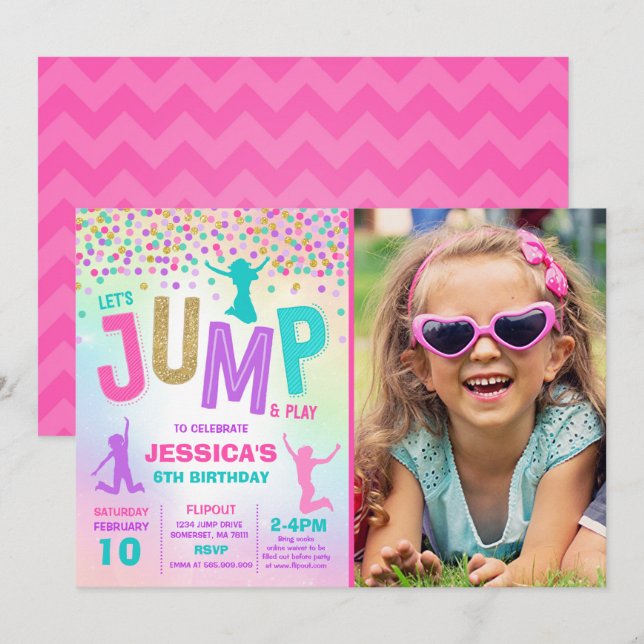 Jump Birthday Invitation Jump Trampoline Party (Front/Back)