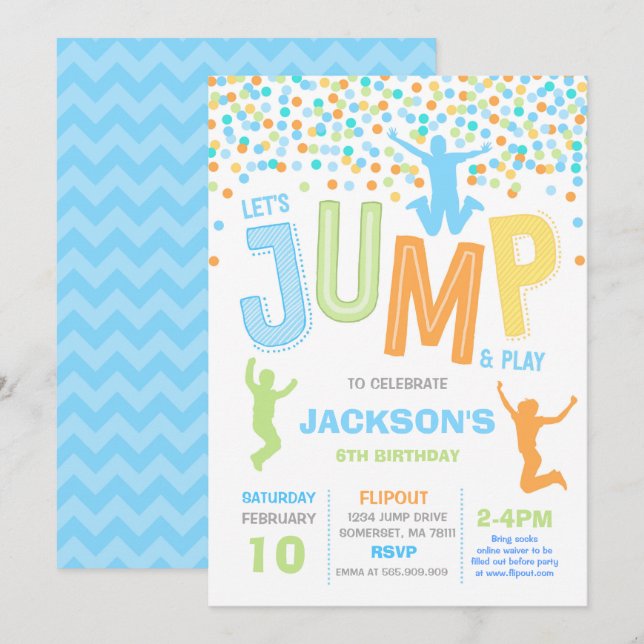 Jump Birthday Invitation Jump Trampoline Party (Front/Back)