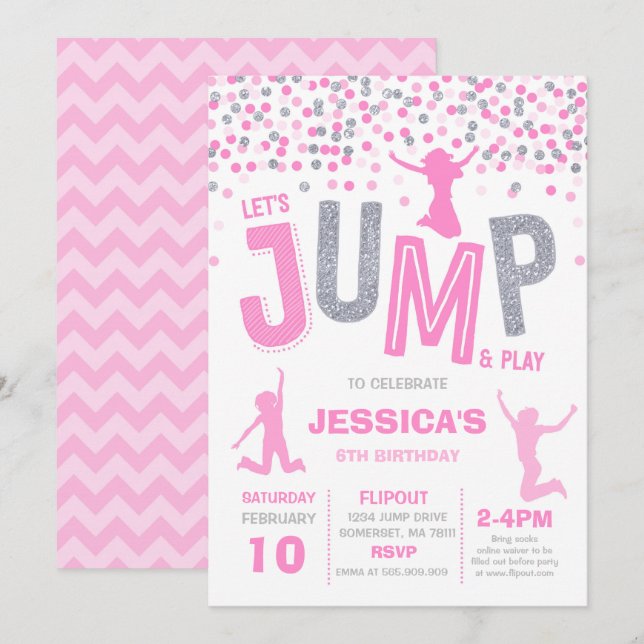 Jump Birthday Invitation Jump Trampoline Party (Front/Back)