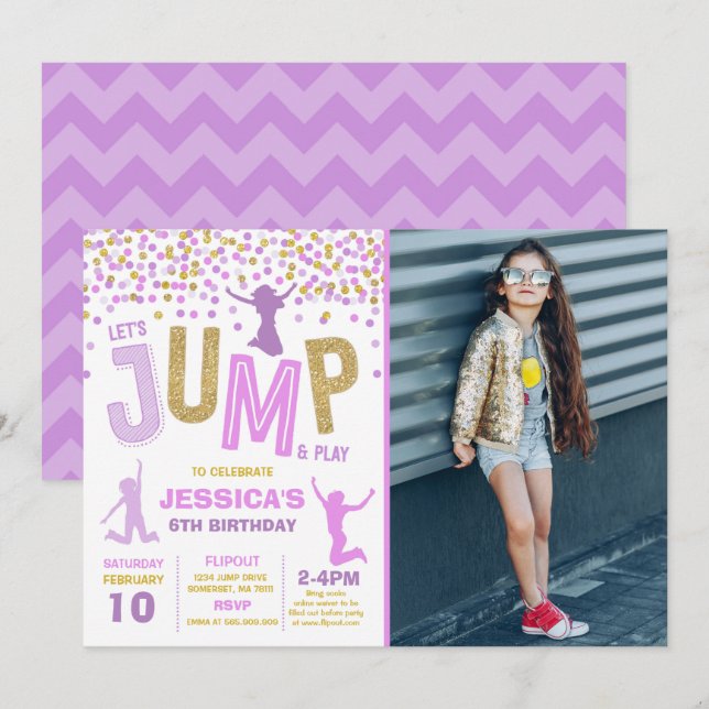 Jump Birthday Invitation Jump Trampoline Party (Front/Back)