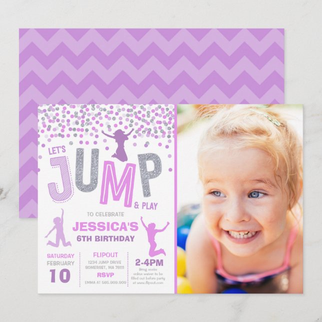 Jump Birthday Invitation Jump Trampoline Party (Front/Back)