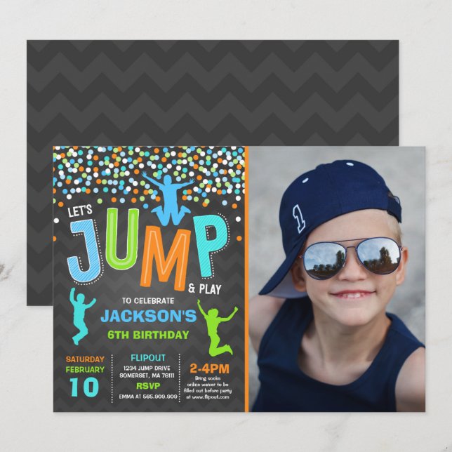 Jump Birthday Invitation Jump Trampoline Party (Front/Back)