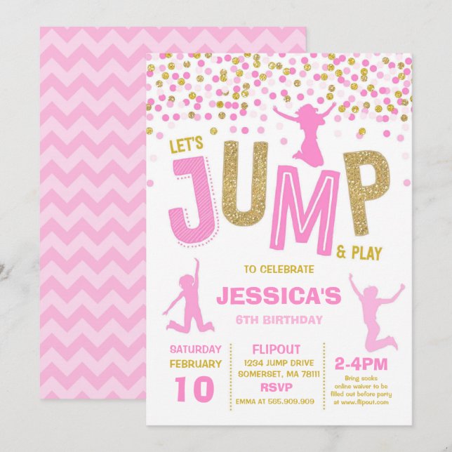 Jump Birthday Invitation Jump Trampoline Party (Front/Back)