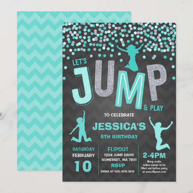 Jump Birthday Invitation Jump Trampoline Party (Front/Back)