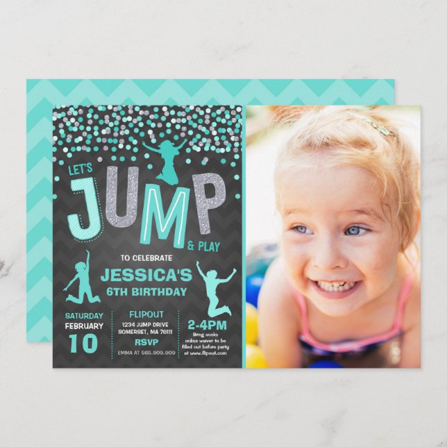 Jump Birthday Invitation Jump Trampoline Party (Front/Back)