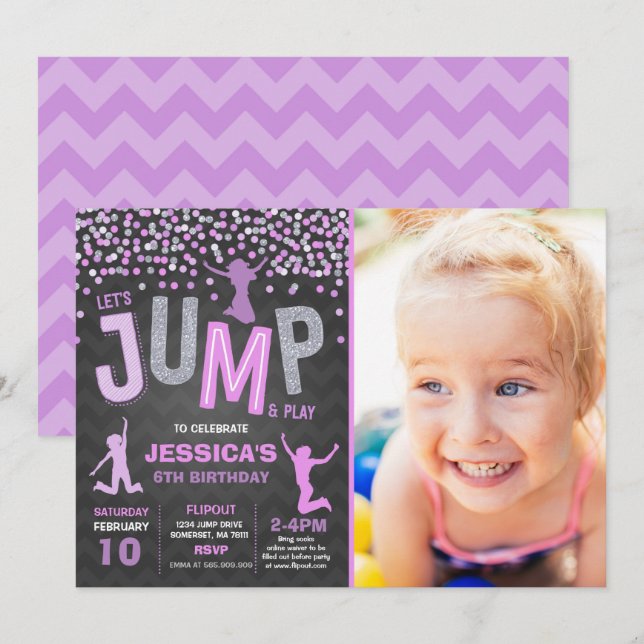 Jump Birthday Invitation Jump Trampoline Party (Front/Back)