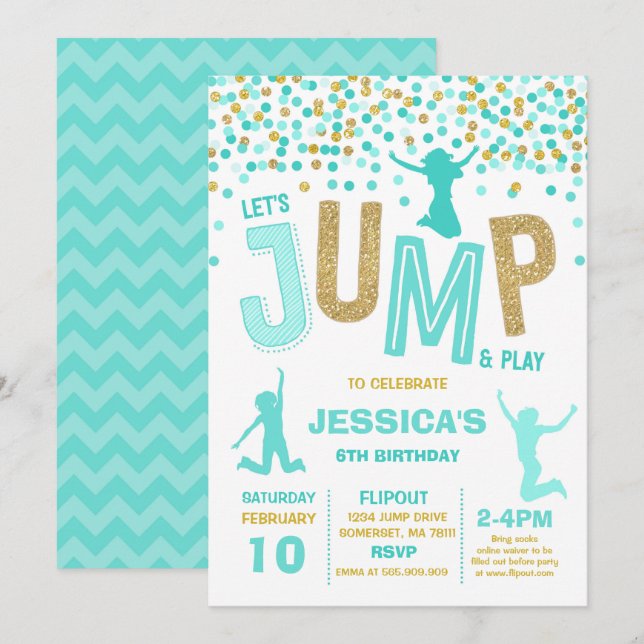 Jump Birthday Invitation Jump Trampoline Party (Front/Back)