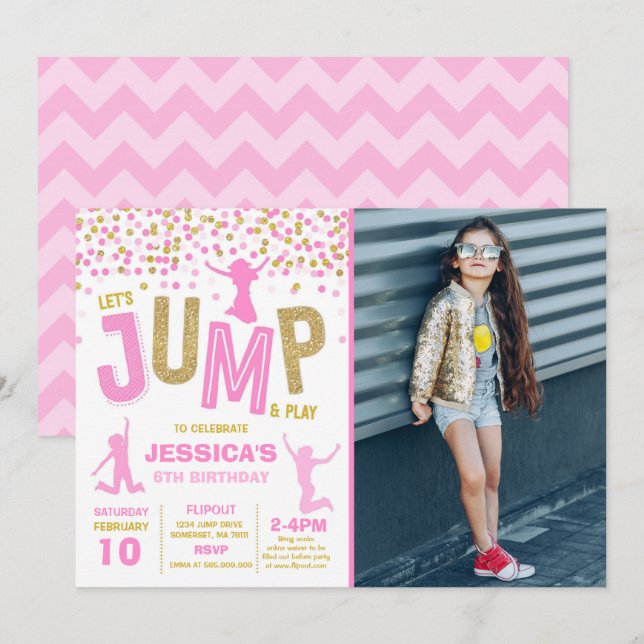 Jump Birthday Invitation Jump Trampoline Party (Front/Back)