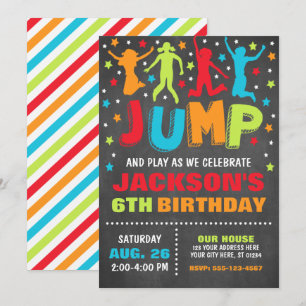 Jump Birthday Invitation, Trampoline Bounce House Invitation