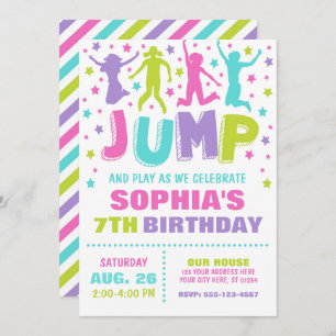 Jump Birthday Invitation, Trampoline Bounce House Invitation