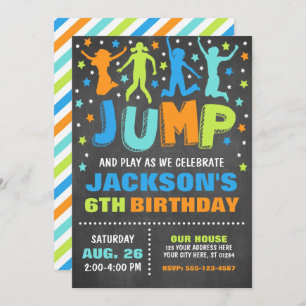 Jump Birthday Invitation, Trampoline Bounce House Invitation
