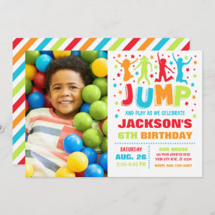 Jump Birthday Invitation, Trampoline Bounce House Invitation