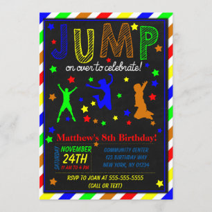 Jump Birthday Party Invitation for a Boy