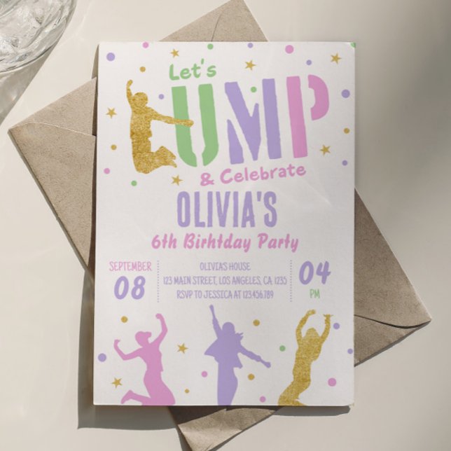 Jump Birthday Party Invitation Trampoline Park (Creator Uploaded)