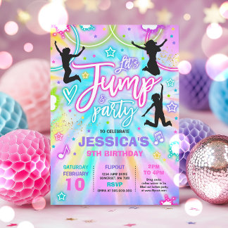 Jump Birthday Party Tie Dye Glow Jump Party Invitation
