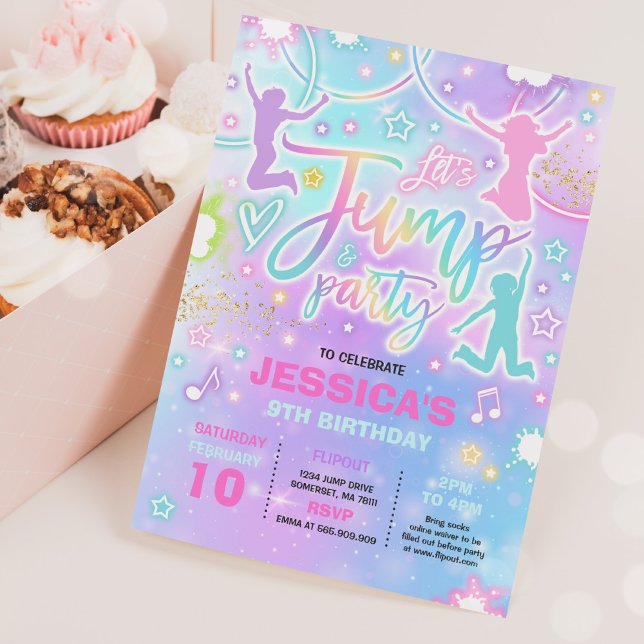 Jump Birthday Party Tie Dye Neon Glow Jump Party Invitation (Creator Uploaded)