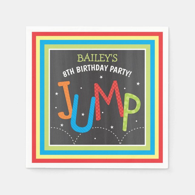 Jump Birthday Party Trampoline Bounce House Napkin (Front)