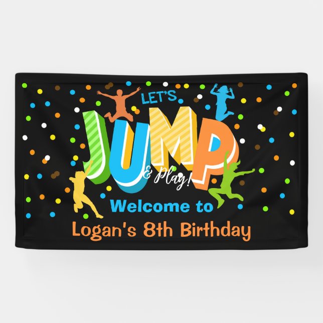 Jump Birthday Party Vinyl Welcome Banner (Horizontal)