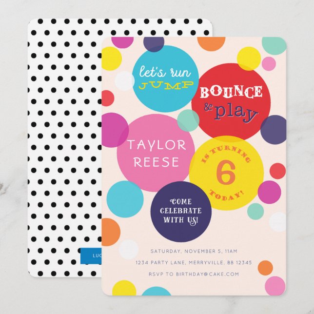 Jump Bounce House Birthday Invitation (Front/Back)