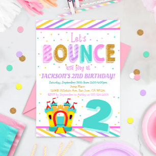 Jump Bounce House - Colourful Kids Birthday Party Invitation