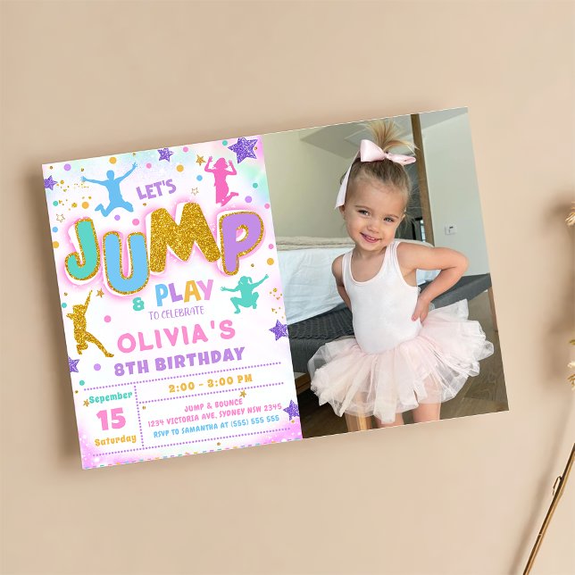 Jump Bounce Play Birthday Jump Trampoline Party Invitation (Creator Uploaded)