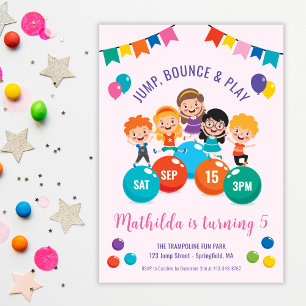 Jump Bounce Play Indoor Playground Birthday Party Invitation