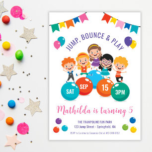 Jump Bounce Play Indoor Playground Party Birthday  Invitation