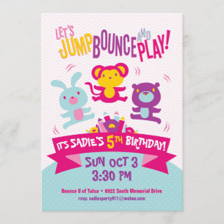 Jump Bounce Play Inflatables Birthday Invitation