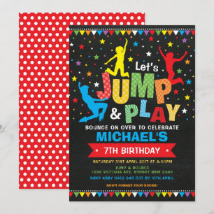 Jump, Bounce, Play! Trampoline Birthday Party Invitation