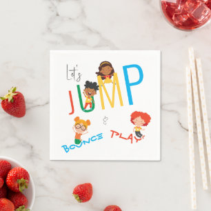Jump Bounce Play Trampoline Park Party Birthday Napkin