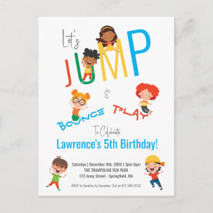Jump Bounce Play Trampoline Park Party Birthday  Postcard