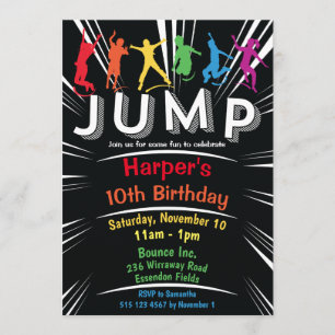 Jump Bounce Trampoline Birthday Party Invitation
