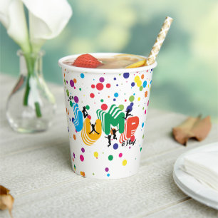 Jump Bounce Trampoline Park Kids Birthday Paper Cups