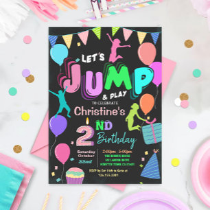 Jump Bounce Trampoline Party Birthday Invitation