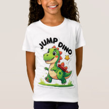 Jump Dino – Playful Cartoon Sticker T-Shirt
