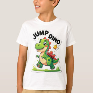 Jump Dino – Playful Cartoon Sticker T-Shirt