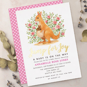 Jump For Joy Cute Kangaroo Girl Baby Shower
