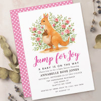 Jump For Joy Cute Kangaroo Girl Baby Shower