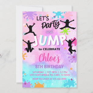 jump girl birthday invitation, jump invite. invitation