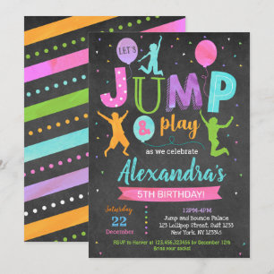 Jump House Trampoline Park Birthday Invitations