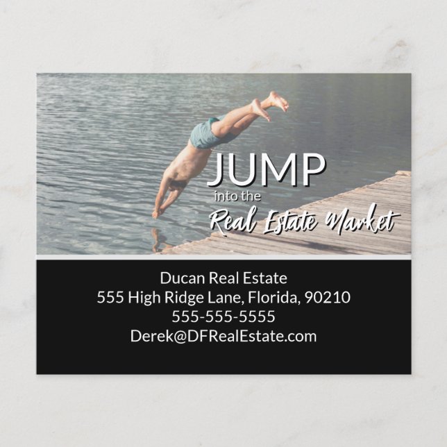 Jump into the real estate marketing postcard flyer (Front)
