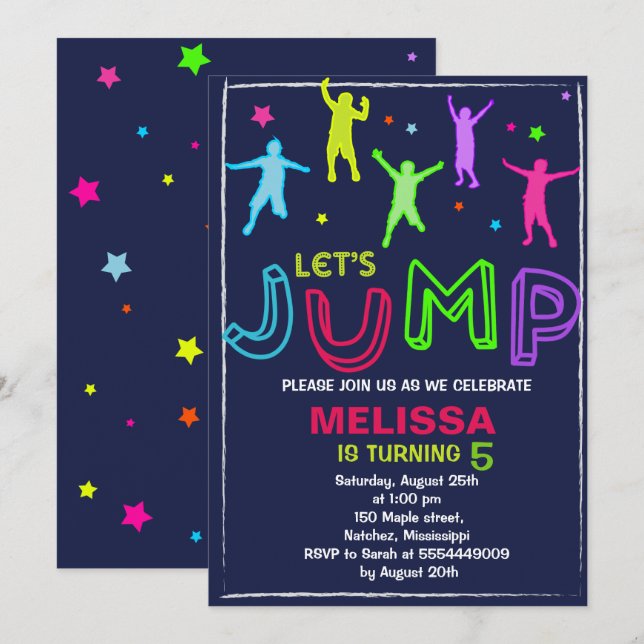jump invitation - Bounce house invitation (Front/Back)