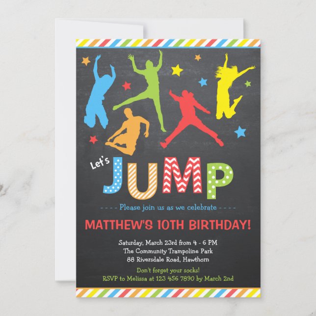 Jump Invitation / Trampoline Birthday Invitation (Front)