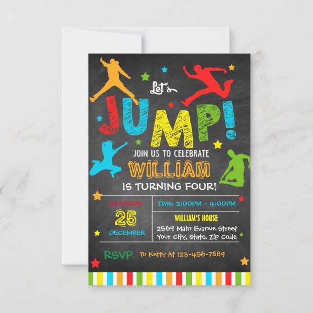 Jump Invitation - Trampoline Birthday Invitation (Front)