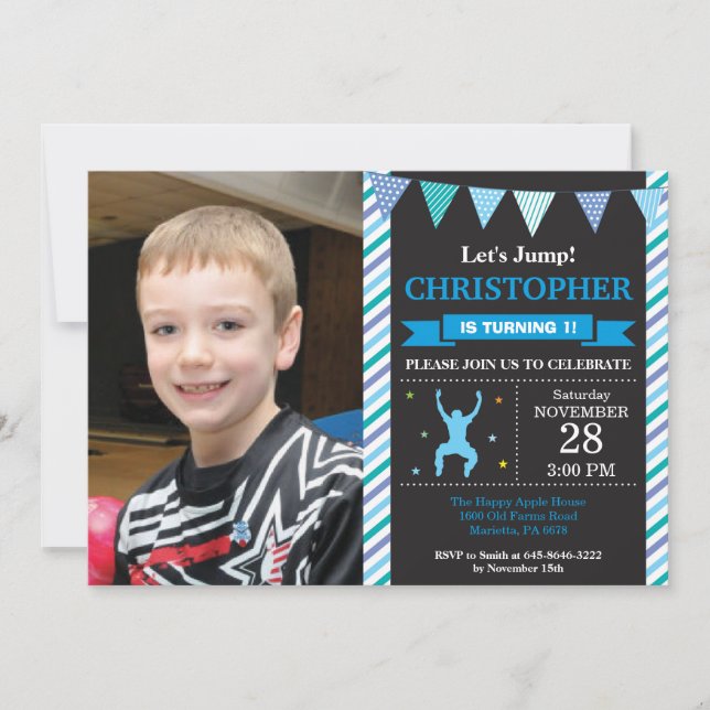 Jump Invitation Trampoline Birthday Party (Front)