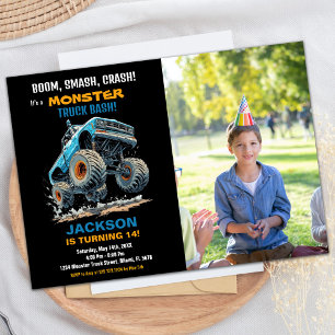 Jump Monster Truck Birthday Invitations Photo